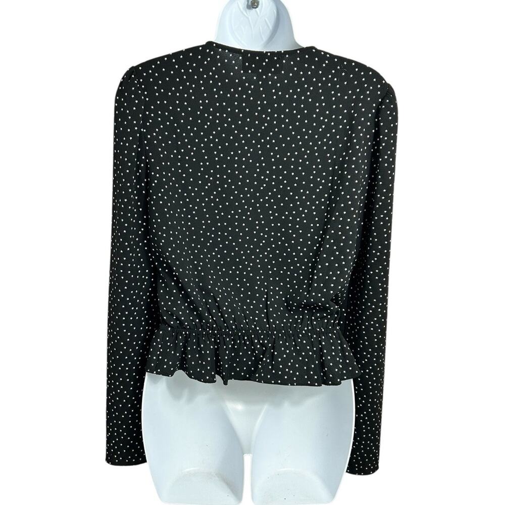 Highline Collective Black V-Neck Blouse Sz Small Star Print Long-Sleeve Top - Picture 5 of 8